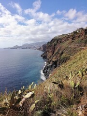 Madeira coast with blue ocean