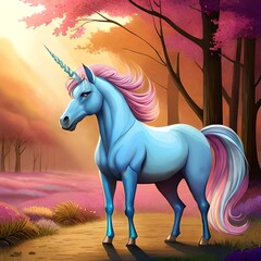 unicorn in the flowery field generated by AI