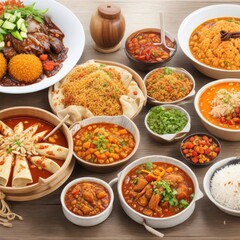 A table full of different foods, Generative AI 