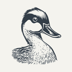 Duck head. Vintage woodcut engraving style vector illustration.	