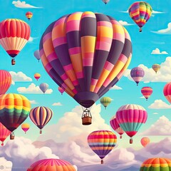 Naklejka premium hot air balloons in the sky - generative AI