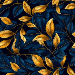 Seamless pattern of multi-colored autumn leaves. AI generated.