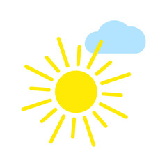 Sun and Cloud. Isolated on white background. Vector illustration.