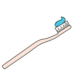 simple flat toothbrush with blue  toothpaste mouth hygiene dantist
