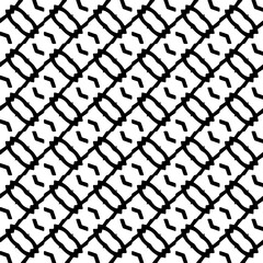 Naklejka premium Grunge background with abstract shapes. Black and white texture. Seamless monochrome repeating pattern for decor, fabric, cloth.