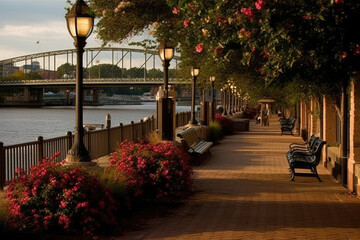 Wilmington, North Carolina, USA at the Riverwalk. Generative AI