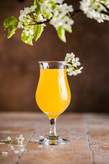 Classic cocktail glass table in night club restaurant. Alcohol resresh drink, close-up. Modern beverage