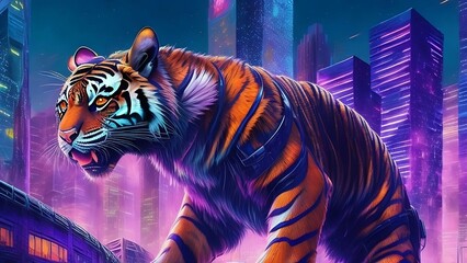 tiger in the night - Ai generated.