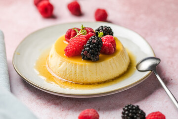 Creme caramel, flan, or caramel pudding is a custard dessert