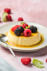 Creme caramel, flan, or caramel pudding is a custard dessert