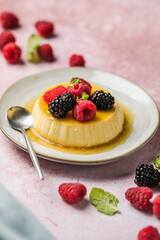Creme caramel, flan, or caramel pudding is a custard dessert