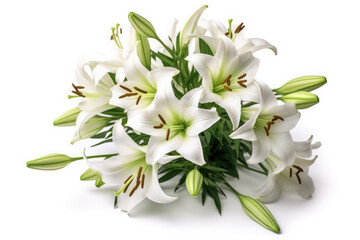 Obraz na płótnie Canvas Lilies Lilium Tropical Garden Nature on White background, HD