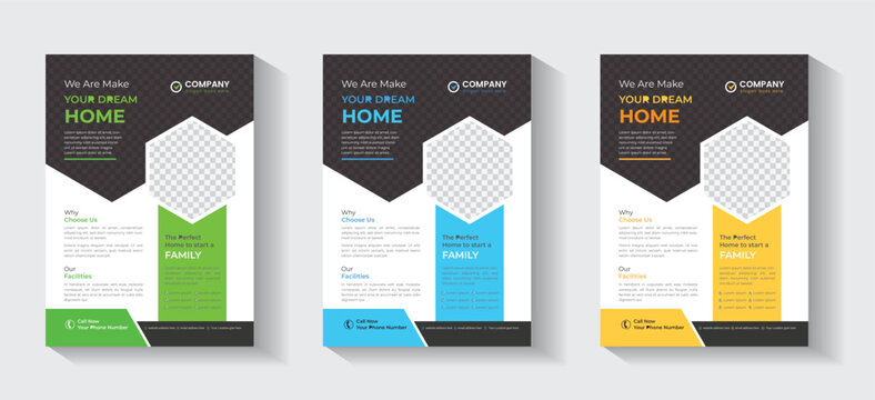 Real Estate Flyer Layout with Orange Accents, Flyer template layout design. Orange Corporate business flyer mockup. Creative modern vector flier concept 