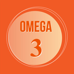 Omega 3 fat acid round icon, orange background, vector medical illustration
