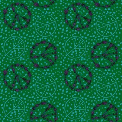 Summer cartoon seamless peace sign and flower pattern for wrapping paper and fabrics and linens