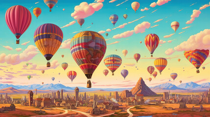 Hot air balloon in beautiful sky