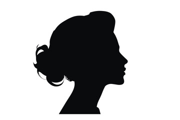 Side view of woman Face Silhouette with Stylish Hairstyle