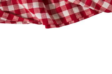 Part of checkered napkin, red and white untucked with transparencies, PNG format