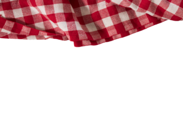 Part of checkered napkin, red and white untucked with transparencies, PNG format