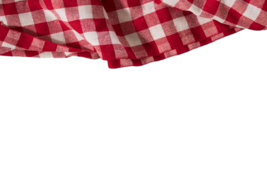 Part of checkered napkin, red and white untucked with transparencies, PNG format