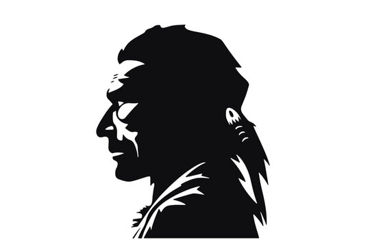 Native American Indian head profile. Mascot sport team logo. Vector illustration 