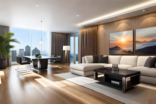 a lounge with an image that features a blurred backdrop and a stunning blur effect, complemented by an elegant granite table