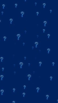 Vertical video blue neon question marks particles loop animation