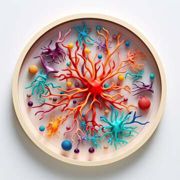 Cultured cells in petri dish, biological, science diy project made in school, generative AI