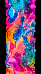 A colorful liquid painting on a black background. Generative AI.
