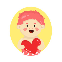 Avatar of happy cute romantic little baby with red heart in his hand