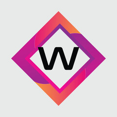 W Letter Logo abstract geometric design vector template Logotype icon Digital Technology style.