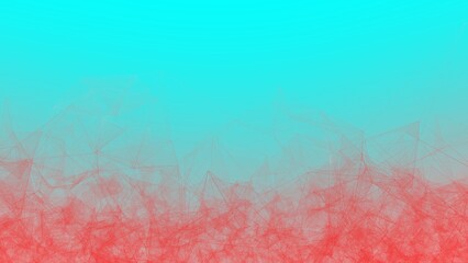 Blue red gradient wallpaper banner background. Fantasy abstract technology, engineering and science backdrop with particles and plexus connected lines. Wireframe 3D illustration and copy space