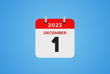 1 December 2023. Icon Calendar. Daily Calendar Ilustration.	