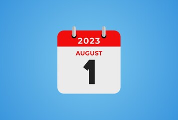 1 August 2023. Icon Calendar. Daily Calendar Ilustration.	