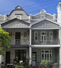 Victorian Filigree style terrace houses with Melbounrne-style parapets on Glenmore Rd., Paddington. Sydney-Australia-682