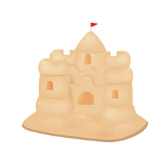 Sandcastle 3d vector icon. Plasticine art illustration