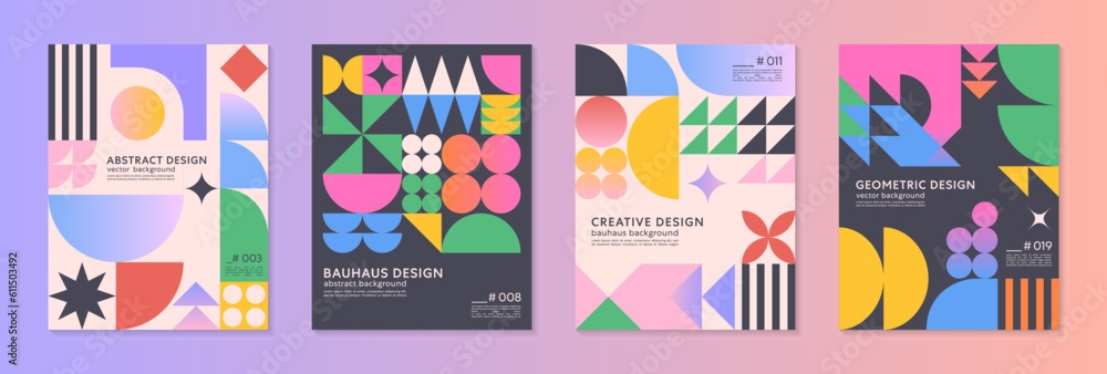 Wall mural abstract bauhaus geometric pattern backgrounds with copy space for text.trendy minimalist geometric 