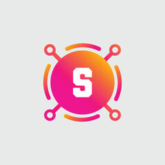 S Letter Logo abstract geometric design vector template Logotype icon Digital Technology style.