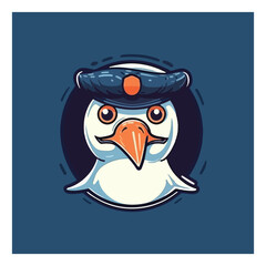 Seagull shaped mascot logo for a seafood company.