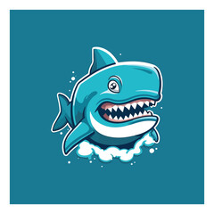 Shark shape mascot logo for water cleaning products company