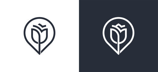 Rose Pin Location Flower Logo Concept sign icon symbol Element Design. Cosmetics, Jewellery, Jewelry, Beauty, Beauty salon, Boutique, Spa, Tulip Logotype. Vector illustration template