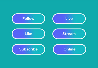 Social buttons, colored buttons, button like, share, subscribe, vector illustration, blue buttons, social media buttons.