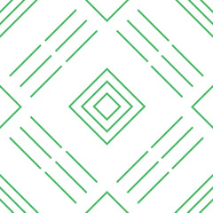 Abstract vector tile for seamless pattern. Geometric monoline green ornament for background.