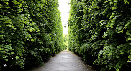 Perspective with green path in the park