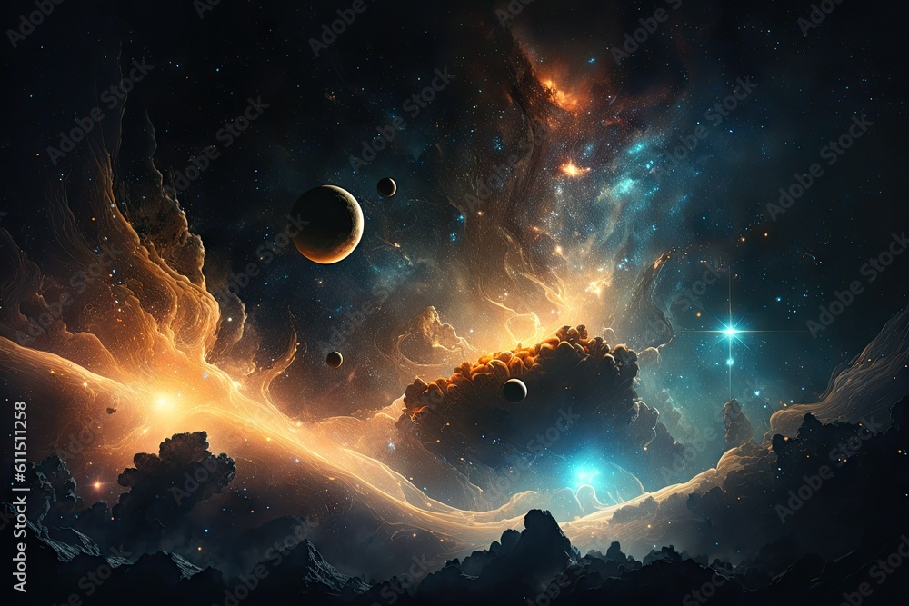 Poster space background deep space full stars shiny deep dark black. generative ai aig15.