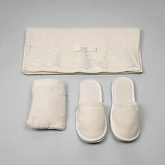 Bathrobe mockup  Empty plush dressing gown with belt mock up, isolated bathroom fashion