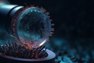 Fototapeta na wymiar A 3D rendered image of 2019-nCoV coronavirus on a microscopic level. Generative AI