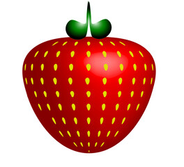 vector strawberries with green leaves