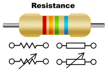 Resistor isolated electrical part with electronic symbol