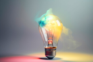 Incandescent light bulb with smoke coming out of it. Idea Concept. Generative AI